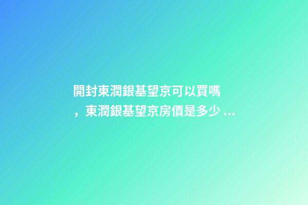 開封東潤銀基望京可以買嗎，東潤銀基望京房價是多少？